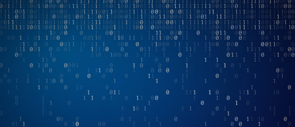 binary numbers falling down a blue background