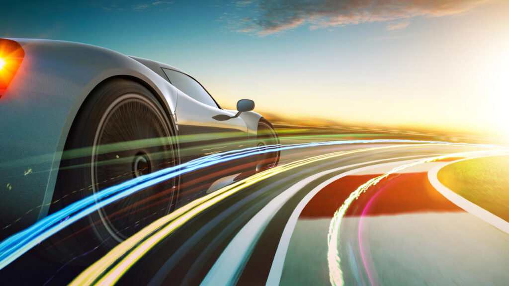 fast car on a motorway