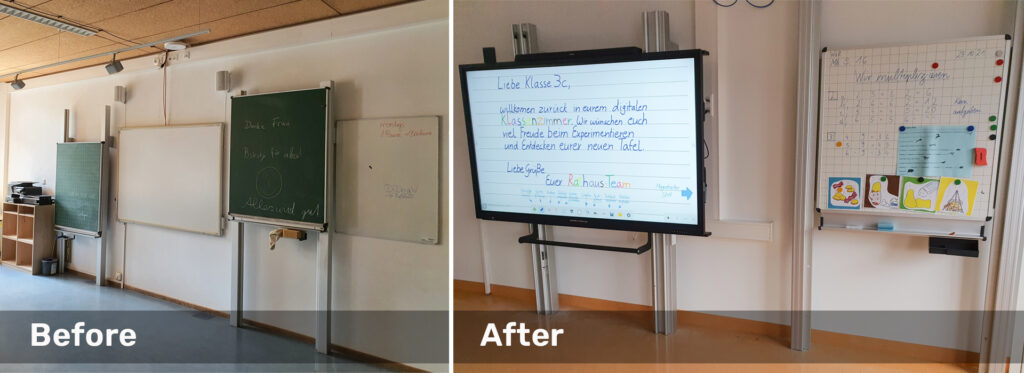 Pullach Elementary school classroom before and after technology installed