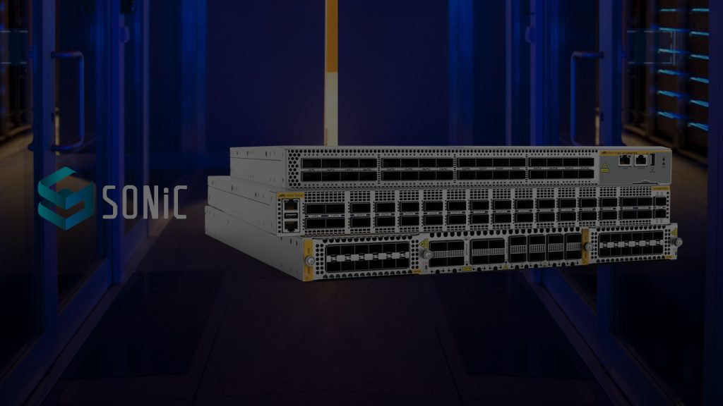 x980 stack of switches with the SONiC logo
