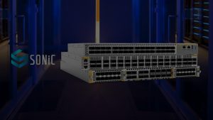 x980 stack of switches with the SONiC logo